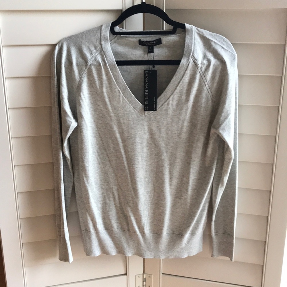 Banana Republic Silk Cotton V-neck Sweater